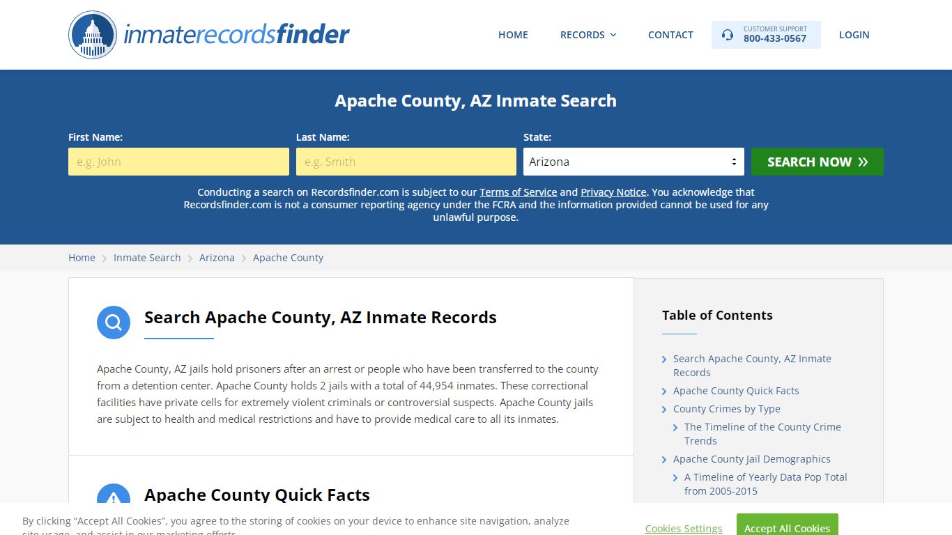 Apache County, AZ Inmate Search - RecordsFinder