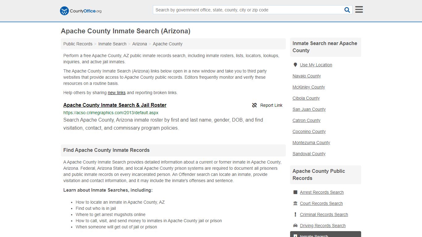 Inmate Search - Apache County, AZ (Inmate Rosters & Locators)